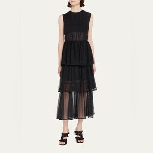 Simkhai Benton Plissé Sleeveless Tulle A-line Dress